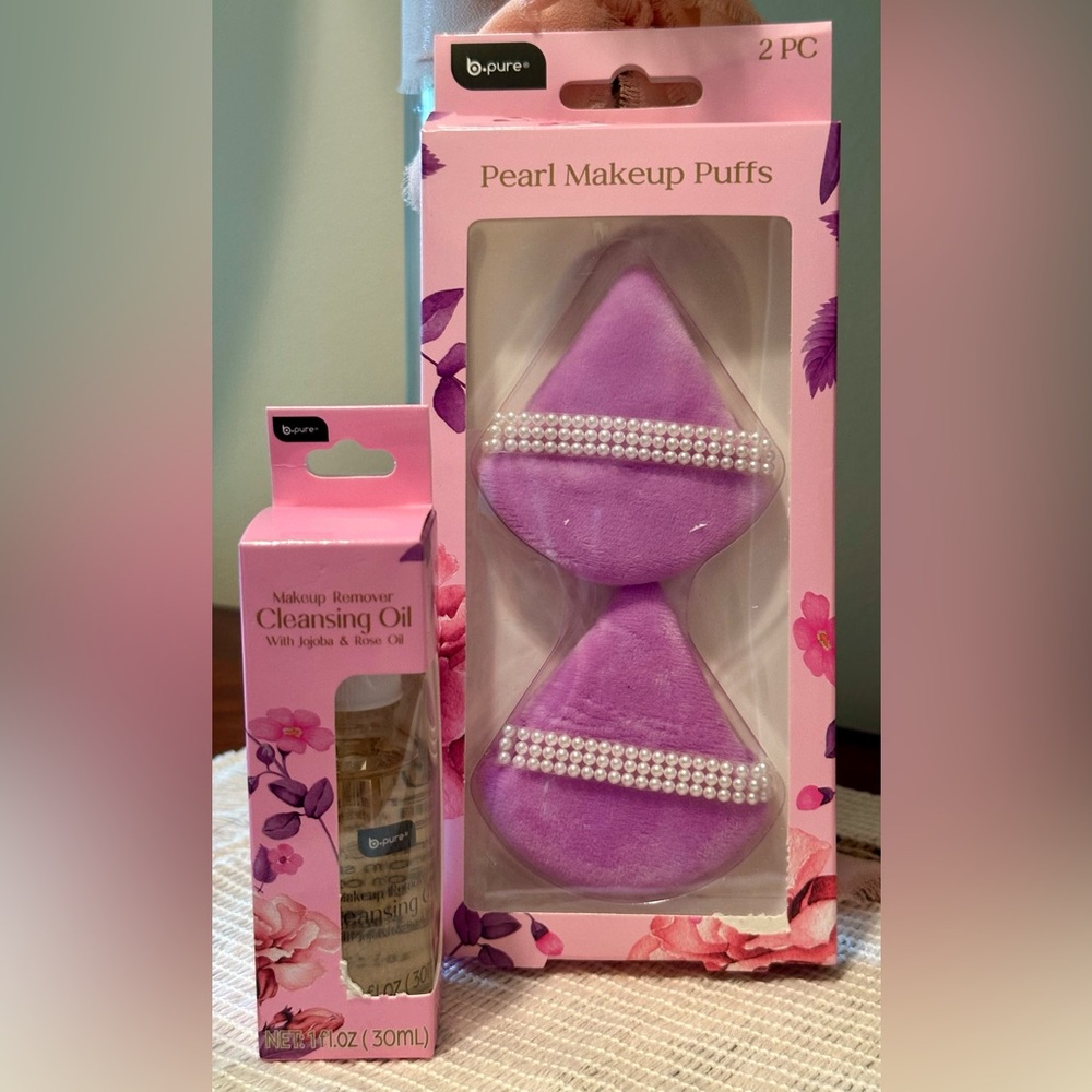 B Pure Makeup Removal Oil & 2pc Pearl Purple Makeup Puffs Set - Picture 6 of 6